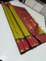 Load image into Gallery viewer, Classic Olive Green &amp; Shadow Rose 2gm Zari Korvai Kanchipuram Handloom Silk Saree SS26644
