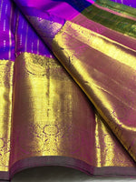 Load image into Gallery viewer, Classic Purple &amp; Green 2gm Zari Bridal Elegance Kanchipuram Handloom Silk Saree SS25569
