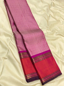 Classic Pastel Pink & Brick Rose 2gm Zari Kanchipuram Handloom Silk Saree SS26247