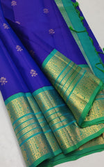 Load image into Gallery viewer, Classic Royal Blue &amp; Green Elegance Handloom Soft Silk Saree SS27014
