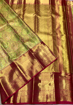 Load image into Gallery viewer, Classic Spring Green &amp; Deep Pink 2gm Zari Bridal Elegance Kanchipuram Handloom Silk Saree SS24771
