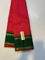 Load image into Gallery viewer, Tomato Red &amp; Dark Green 2gm Zari Elegance Kanchipuram Handloom Silk Saree SS24663
