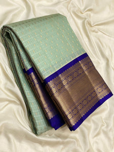 Classic Fern Green & Royal Blue 1gm Zari Kanchipuram Handloom Silk Saree SS25811