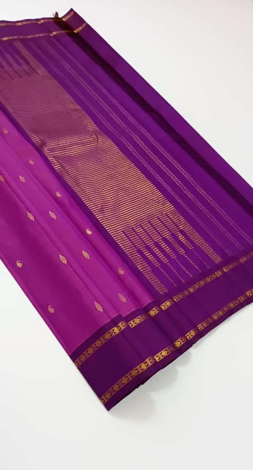 Classic Lavender & Purple 2gm Zari Rettai Kanchipuram Handloom Silk Saree SS26517
