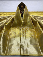 Load image into Gallery viewer, Shimmer Gold Floral Bridal Elegance Kanchipuram Handloom Silk Saree SS25978
