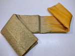 Load image into Gallery viewer, Classic Mustard &amp; Oatmeal Beige 1gm Zari Raising Temple Border Kanchipuram Handloom Silk Saree SS26279
