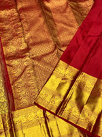 Load image into Gallery viewer, Classic Golden Mustard &amp; Brick Red 2gm Zari Bridal Elegance Kanchipuram Handloom Silk Saree SS25356
