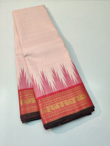 Classic Pastel Peach & Orange Elegance Kanchipuram Silk Saree SS23833