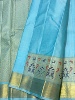 Load image into Gallery viewer, Classic Sky Blue 2gm Zari Paithani Vaira Oosi Checks Kanchipuram Handloom Silk Saree SS26505
