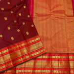 Load image into Gallery viewer, Classic Garnet Red &amp; Orange 1gm Zari Vintage Elegance Kanchipuram Handloom Silk Saree SS26992
