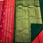 Load image into Gallery viewer, Deep Orange  &amp; Pine Green 2gm Zari Elegance Kanchipuram Handloom Silk Saree SS20582
