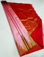 Load image into Gallery viewer, Classic Scarlet Rose &amp; Chilli Red 2gm Zari Temple Border Elegance Kanchipuram Handloom Silk Saree SS28297
