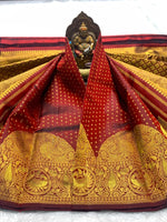 Load image into Gallery viewer, Classic Chilli Red Maroon 2gm Zari Elegance Kanchipuram Handloom Silk Saree SS27999
