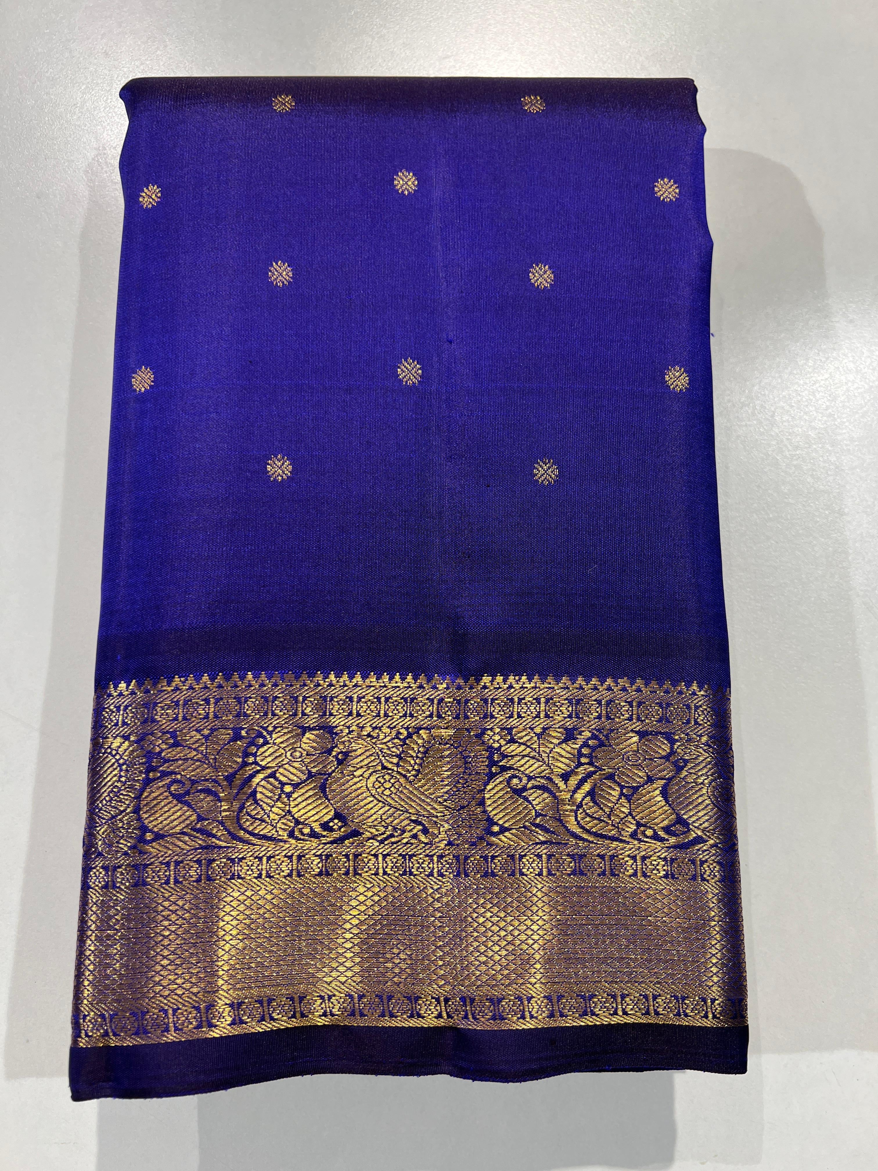Classic Royal Blue 1gm Zari Bridal Elegance Kanchipuram Handloom Silk Saree SS26047