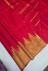 Classic Crimson Red Kanchipuram Handloom Silk Saree SS25969