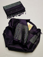 Load image into Gallery viewer, Classic Dark Plum Elegance Handloom Soft Silk Saree SS25454
