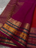 Load image into Gallery viewer, Classic Burnt Orange &amp; Fuchsia Pink 2gm Zari Elegance Kanchipuram Handloom Silk Saree SS24789
