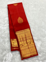Load image into Gallery viewer, Classic Orange Elegance Kanchipuram Handloom Silk Saree SS25433

