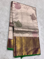 Load image into Gallery viewer, Classic Shimmer Champagne Beige 2gm Zari Bridal Elegance Kanchipuram Handloom Silk Saree SS28686
