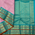 Load image into Gallery viewer, Classic Mauve Pink &amp; Teal Green Elegance Kanchipuram Handloom Silk Saree SS28582
