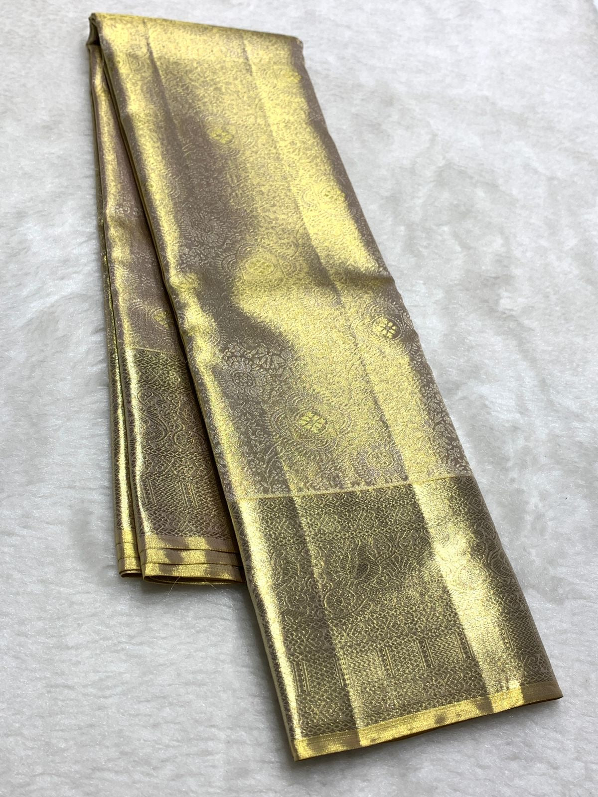Pastel Olive Green 2gm Zari Bridal Elegance Kanchipuram Handloom Silk Saree SS25282