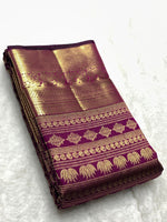 Load image into Gallery viewer, Classic Wine Red 2gm Zari Bridal Elegance Kanchipuram Handloom Silk Saree SS24103
