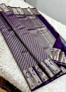 Classic Violet 1gm Silver Zari Kanchipuram Handloom Silk Saree SS25802
