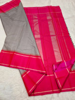 Load image into Gallery viewer, Black Checker &amp; Raspberry 2gm Zari Korvai Traditional Elegance Kanchipuram Handloom Silk Saree SS20359
