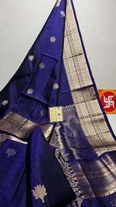 Classic Navy Blue Double Warp Elegance Handloom Soft Silk Saree SS26429