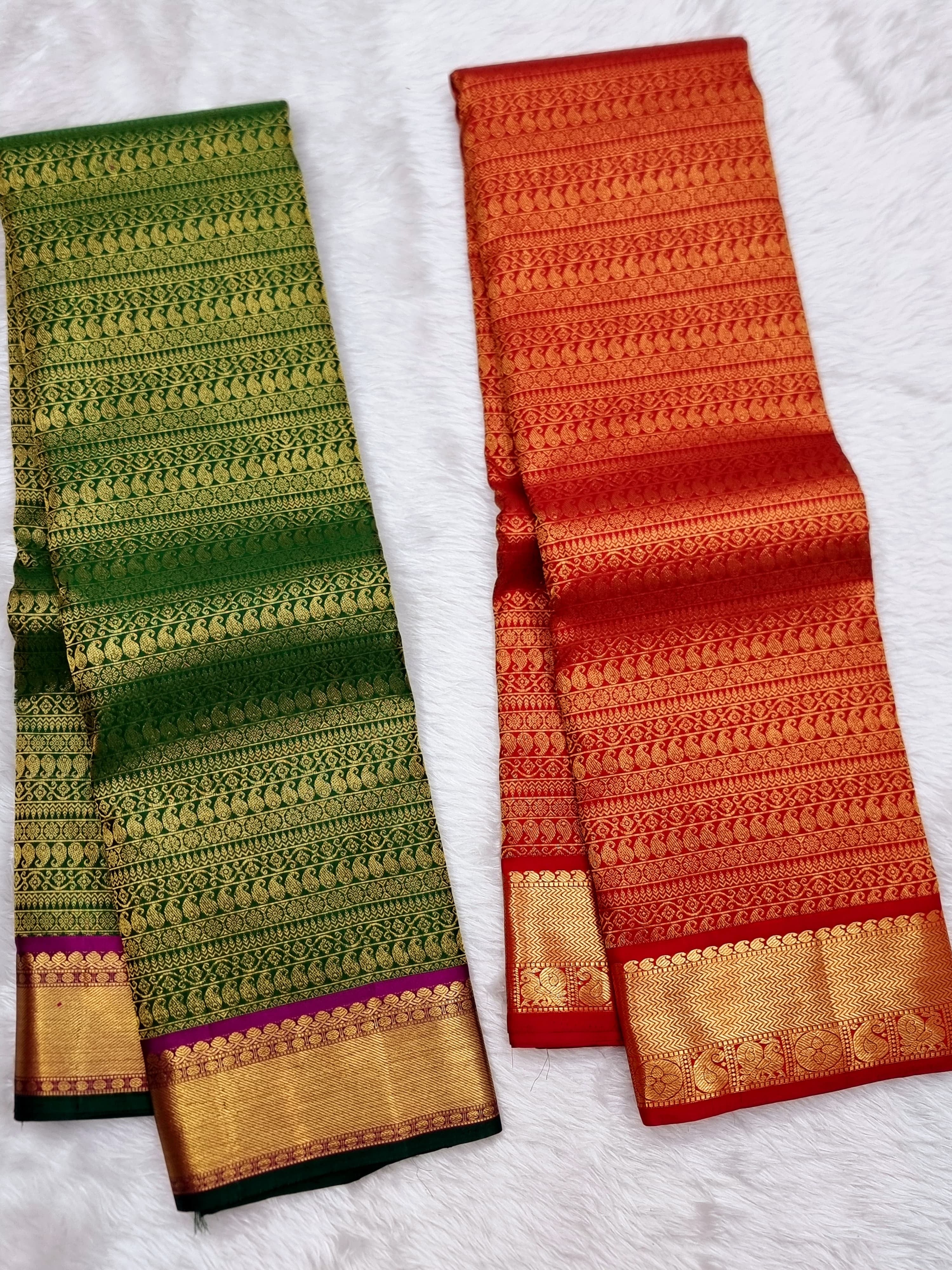 Classic Green 2gm Zari Brocade Elegance Kanchipuram Handloom Silk Saree SS25164