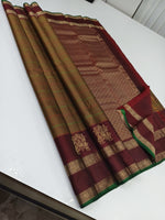 Load image into Gallery viewer, Classic Mustard &amp; Maroon 1gm Zari Kanchipuram Handloom Silk Saree SS25915
