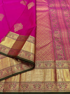Classic Magenta Kanchipuram Handloom Silk Saree SS25622
