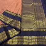 Load image into Gallery viewer, Classic Dusky Rose &amp; Navy Blue 2gm Zari Belthari Checks Kanchipuram Handloom Silk Saree SS25730
