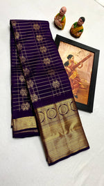 Load image into Gallery viewer, Classic Aubergine Elegance Kanchipuram Handloom Silk Saree SS25206
