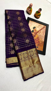 Classic Aubergine Elegance Kanchipuram Handloom Silk Saree SS25206