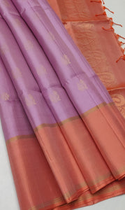 Classic Onion Pink & Orange Double Warp Elegance Handloom Soft Silk Saree SS26402