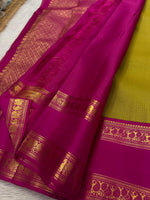 Load image into Gallery viewer, Classic Olive Green &amp; Magenta 2gm Zari Elegance Kanchipuram Handloom Silk Saree SS23737
