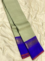 Load image into Gallery viewer, Pastel Green &amp; Royal Blue 2gm Zari Elegance Kanchipuram Handloom Silk Saree SS25304
