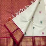 Load image into Gallery viewer, Classic Offwhite Pink &amp; Blue 1gm Zari Butta Korvai Elegance Kanchipuram Handloom Silk Saree SS28301
