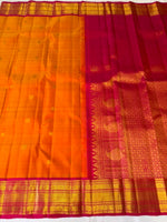 Load image into Gallery viewer, Classic Deep Orange &amp; Deep Pink 2gm Zari Elegance Kanchipuram Handloom Silk Saree SS27992
