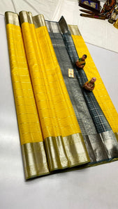 Classic Sunny Yellow & Green Kanchipuram Handloom Silk Saree SS25644