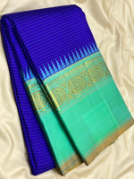 Load image into Gallery viewer, Classic Robin Blue &amp; Sea Green 2gm Zari Elegance Kanchipuram Handloom Silk Saree SS25306
