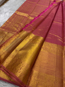 Classic Rose Pink 2gm Zari Tissue Bridal Elegance Kanchipuram Handloom Silk Saree SS26420