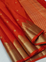 Load image into Gallery viewer, Classic Orange Elegance Handloom Soft Silk Saree SS24469
