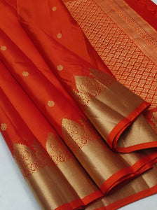 Classic Orange Elegance Handloom Soft Silk Saree SS24469