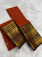 Load image into Gallery viewer, Classic Burnt Orange &amp; Coffee Brown Bridal Elegance Kanchipuram Handloom Silk Saree SS27252
