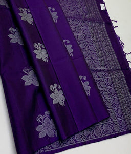 Classic Violet Double Warp Elegance Handloom Soft Silk Saree SS26418