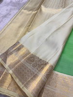 Load image into Gallery viewer, Classic Lime Green &amp; Cream Elegance Kanchipuram Handloom Silk Saree SS27213
