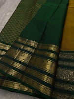 Load image into Gallery viewer, Classic Mustard &amp; Green 2gm Zari Elegance Kanchipuram Handloom Silk Saree SS24780
