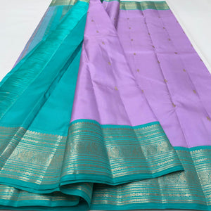 Classic Lilac 2gm Zari Elegance Kanchipuram Handloom Silk Saree SS24140